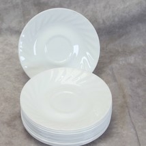 Corelle Enhancements White Swirl Saucers 6 1/4&quot; Lot of 12 - $29.39