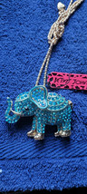 New Betsey Johnson Necklace Elephant Blueish Rhinestone Collectible Decorate - £11.98 GBP