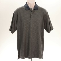 Izod Mens Polo Shirt M Medium Gray Navy Stripes Short Sleeve Cotton Blen... - £12.72 GBP