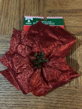 Christmas House Christmas Poinsettia Clip Red Glitter - $11.76