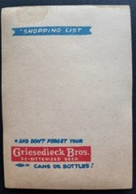 Vintage Griesedieck Bros.  Shopping List Pad Advertising  New Old Stock PB41 - £7.05 GBP