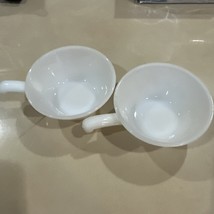 ANCHOR HOCKING FIRE KING 2pc CHILLE/SOUP BOWLS MILK GLASS WHITE GREAT US... - $19.52