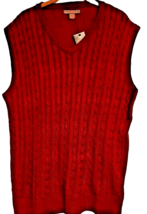 Large Sahara Club Burgundy Maroon Cable Stitch V Neck Sweater Vest New  - £11.16 GBP