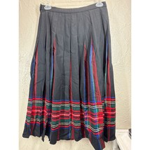 Pendleton Tartan Plaid Midi Pleated A-Line Skirt Black Womens Vintage Si... - $838.73 MXN