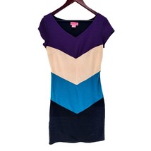 Shes Cool Dress Color-block Chevron Strip Sheath Knee Length Cap Sleeve - $23.38