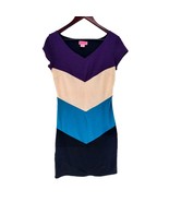 Shes Cool Dress Color-block Chevron Strip Sheath Knee Length Cap Sleeve - £18.04 GBP