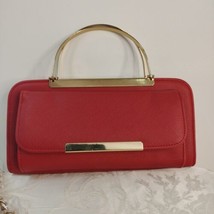 New Isabelle Red Vegan Leather Purse Wallet Crossbody With Gold Handle Zipper... - £27.65 GBP