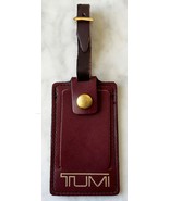 Vintage TUMI Luggage Tag ID Burgundy Leather Gold Logo for Suitcase Brie... - $28.45