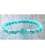 Turquoise Bead Cross Bracelet - $186.04 MXN