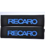 2 pieces (1 PAIR) Recaro Embroidery Seat Belt Cover Pads (Blue on Black ... - $24.60 CAD