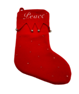 Peace Christmas Stocking Red Jingle Bells Jewels - $15.51