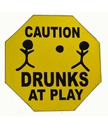 Hand Carved Wooden CAUTION DRUNKS AT PLAY Road Warning Sign - $19.74