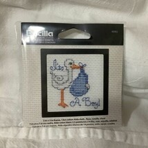 Bucilla Counted Cross Stitch Kit Tiny 3” Stork It’s a Boy Picture Frame Inc. NIP - £3.17 GBP