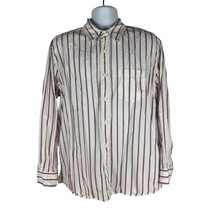 Old Navy Men&#39;s Large Long Sleeve White &amp; Red Striped Button-Up Shirt 100... - $14.00