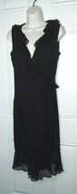 NWT ALFANI Stunning Black Wrap Around Ruffle Chiffon Silk Lined Dress Si... - $22.79