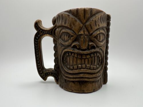 Vintage Faux Wooden Souvenir TIKI Coffee Mug KONA MILL HAWAII USA NB4 - $11.88