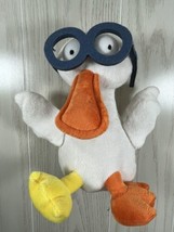 GooseWaddle 10&quot; white plush duck goose mismatched orange yellow feet glasses - £16.34 GBP