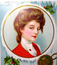 New Years Postcard  Lovely Victorian Lady Embossed 1910 Germany Vintage Original - £9.32 GBP