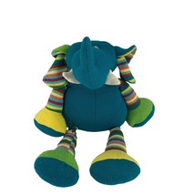 Pier 1 One Imports Plush Stuffed Animal Elephant 16&quot; Teal Green Stripes Big Ears - £13.45 GBP