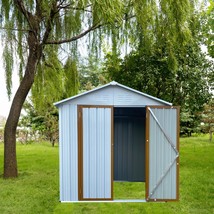Outdoor storage sheds 4FTx6FT Apex roof White+Yellow - £201.46 GBP