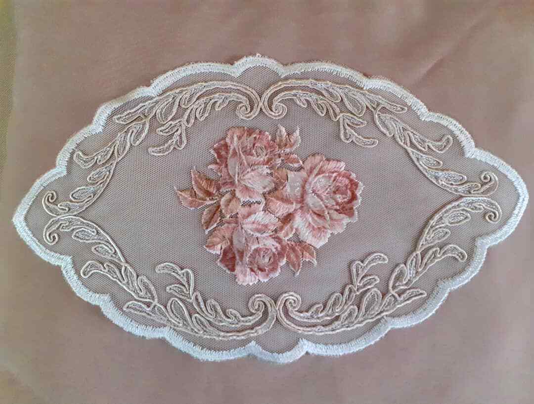 Embroidered Tulle Lace Application 17X39 Sweet Trims 3BK-20062 Trimming - $6.83
