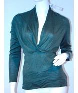 LinQ Los Angeles V-NECK Draped ARMY GREEN Light SWEATER Top SHIRT ( L )  - $85.22 CAD