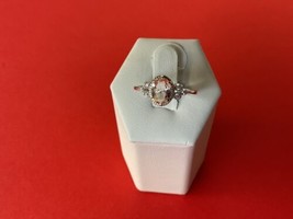 Bomb Party RBP2305 Lab Created Morganite &amp; White Topaz on .925 SS Sz 8 Ring NWT - £25.31 GBP