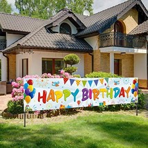 Colorful Happy Birthday Banner, Large Fabric Happy Birthday Sign Backdrop Backgr - £11.98 GBP