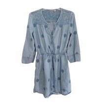 Anthropologie Holding Horses Chambray Riley Plumage Embroidered Dress - £37.25 GBP