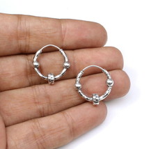 Traditional Indian style Oxidized 925 Sterling Silver ball hoop hinged e... - £30.39 GBP