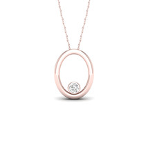 10K Rose Gold 1/20ct TDW Diamond Open Oval Frame Necklace - £151.86 GBP