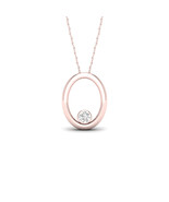 10K Rose Gold 1/20ct TDW Diamond Open Oval Frame Necklace - $189.99