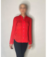 Vermillion Red Career Shirt Blouse Secretary Button Up Long Sleeve Shirt - €74,66 EUR