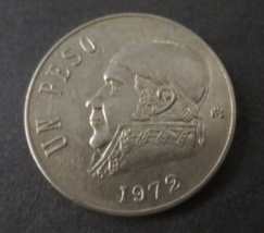 Mexico 1972 1 UN PESO Coin &amp; Coat of Arms Copper Nickel - £7.79 GBP