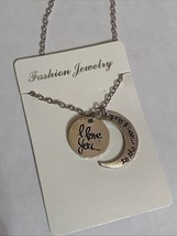 “Love You To The Moon &amp; Back” ~ Fashion Jewelry Silver 2 Piece Charm Nec... - $95.21 MXN