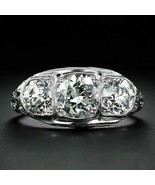 Art Deco 2.3Ct Simulated Diamond Vintage 3-Stone Engagement Ring Sterlin... - £87.08 GBP