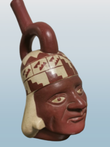 Repro of Bottle with Portrait Head Moche Artist North Coast Peru Pre-Col... - $111.84