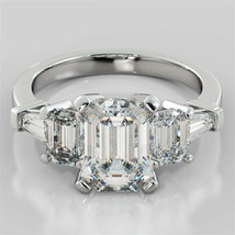 2.31Ct Emerald cut 5-Stone Solitaire Engagement Promise Ring in Sterling Silver - £96.51 GBP