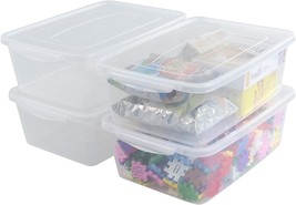 Inhouse 14 Quart Clear Storage Bin, Plastic Latching Box/Container, Set Of 4 - £31.96 GBP