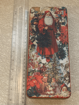Christmas Santa TIN-Vintage Woodland Theme Rectangle Good Condition - $8.79