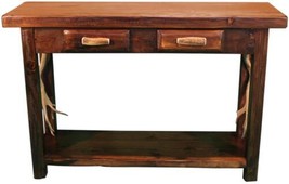 Sofa Table Console Rustic Chestnut Genuine Antler Pine 2 -Drawer 1 -Shelf - £1,654.64 GBP