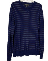 Harrison Davis 100% Extra Fine Merino Wool Striped Sweater Men&#39;s XL V Neck - £9.38 GBP