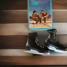 Sears Roebuck Ice Skates 60s Mens Figure w/ Original Box Size 11 Black Made USA  - £60.45 GBP