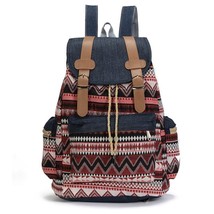 High Quality Women Canvas Vintage Backpack Ethnic Backpa Bohemian Backpack Schoo - £29.74 GBP