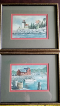 Curtis Island Lighthouse and Rockport Harbor 16x13&quot;  Framed Art Prints Set of 2 - £30.75 GBP