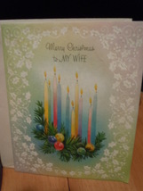 Vintage Merry Christmas To My Wife Norcross Rainbow Parchment Greeting Card - $6.99