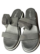 A Giannetti Women Sandals Platform Wedge Open Toe Elastic Straps Gray Si... - $29.69