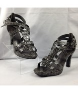 Lane Bryant Womens Gray Reptile Print Strappy  Open Toe Heeled Shoes Sz 9W - $27.34 CAD