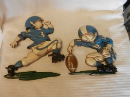 Pair of Vintage 1976 Homco Metal Football Players Wall Hanging Kicker &amp; ... - £45.42 GBP