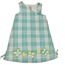 Copper Key Vintage Girls Plaid Summer Dress Size 6 Embellished Butterflies - £14.40 GBP